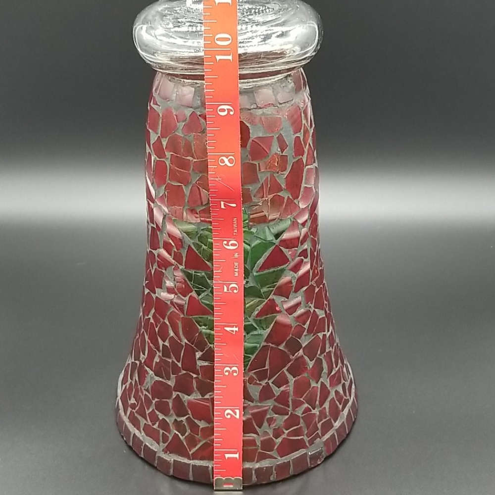 Vintage Red and Green Mosaic Tree Holiday Vase - Picture 7 of 8